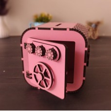 Şifre Mekanizmalı İsme Özel Ahşap Kumbara Pembe