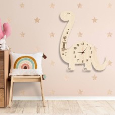 İsme Özel Mutlu Dinozor Çocuk Odası Duvar Saati