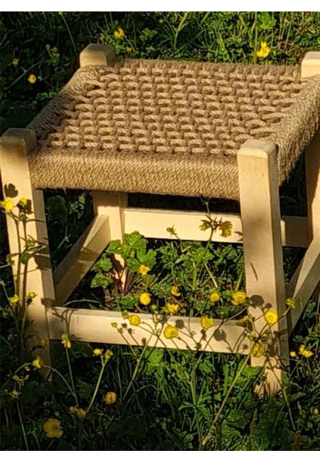 Ahşap Hasır Örgü Tabure